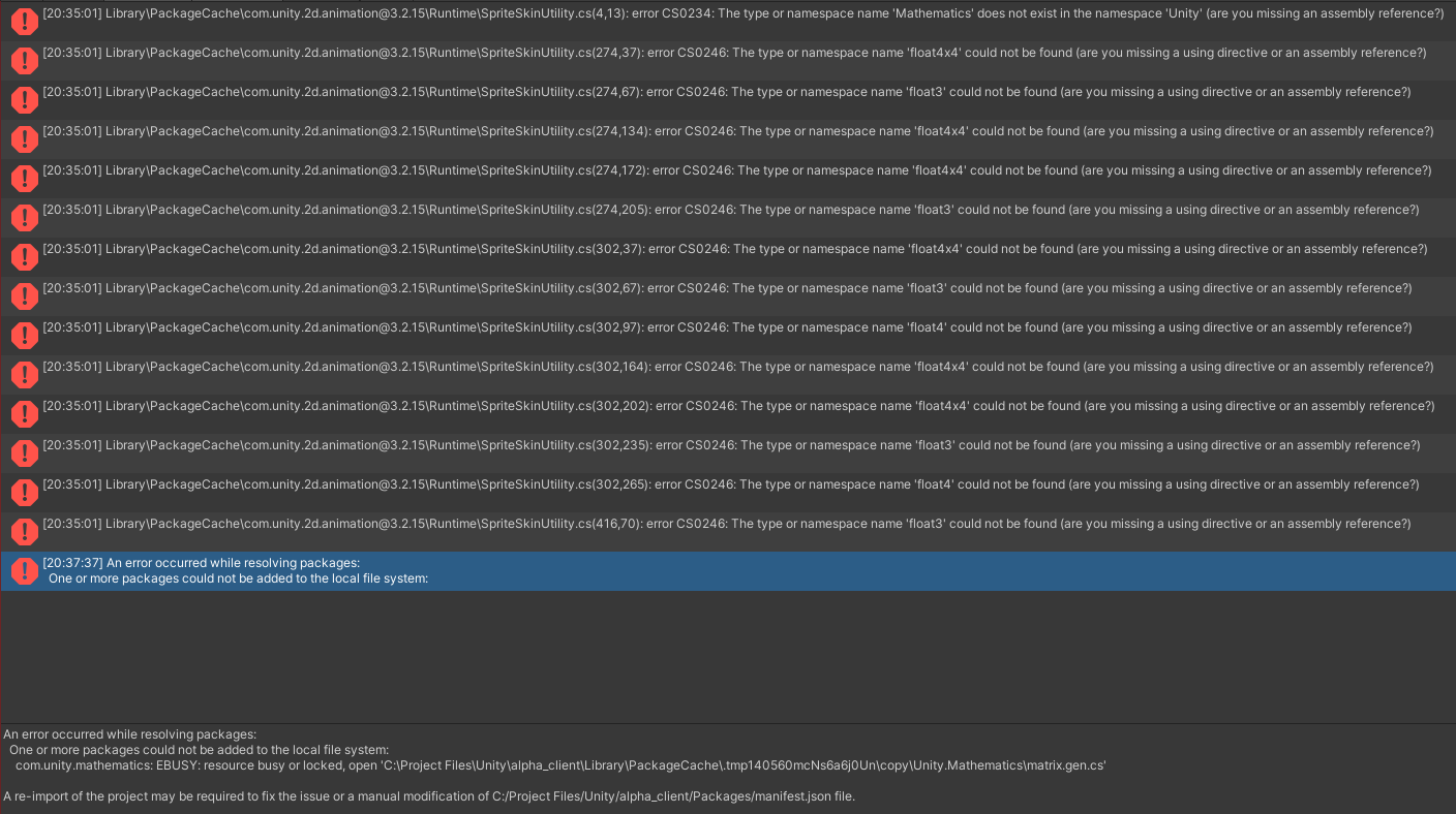 Unity3d Package Dependency Bug | Trials and Errors